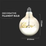 Bec LED 5W E27 Filament G125 Sticlă Amber 2200K - Image 3