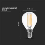 Bec LED 6W Filament E14 P45 Clear Cover 2700K - Image 2