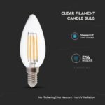 Bec LED 4W Filament E14 Clear Cover Lumănare Dimabil 3000K  - Image 3