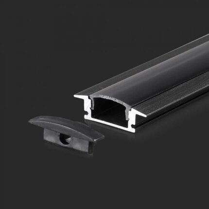 Kit Montaj din Aluminiu pentru Banda LED Negru Încastrat 2000×24.7x7mm