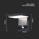 17W LED Lumină de Perete cu Senzor Corp Negru Pătrat 3000K IP65 - Image 3