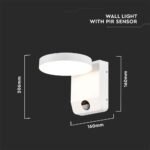 17W LED Lumină de Perete cu Senzor Corp AlbRotund 3000K IP65 - Image 3