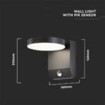 17W LED Lumină de Perete cu Senzor Corp Negru Rotund 3000K IP65 - Image 3