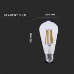 Bec LED 4W Filament E27 ST64 Clar 3000K - Image 4
