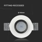 Fitting Rotund din Gips Alb Încastrat pentru GU10 detaliu metalic Negru - Image 3