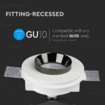 Fitting Rotund din Gips Alb Încastrat pentru GU10 detaliu metalic Negru - Image 4