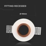 Fitting Rotund din Gips Alb Încastrat pentruGU10 detaliu metalic auriu-roz - Image 3