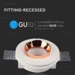 Fitting Rotund din Gips Alb Încastrat pentruGU10 detaliu metalic auriu-roz - Image 4