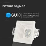 Fitting Pătrat din Gips Alb pentru GU10 spot led îngropat - Image 4