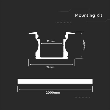 Kit Montaj din Aluminiu pentru Banda LED cu Dispersor 2000 x 23 x 15.5mm Aspect Lăptos