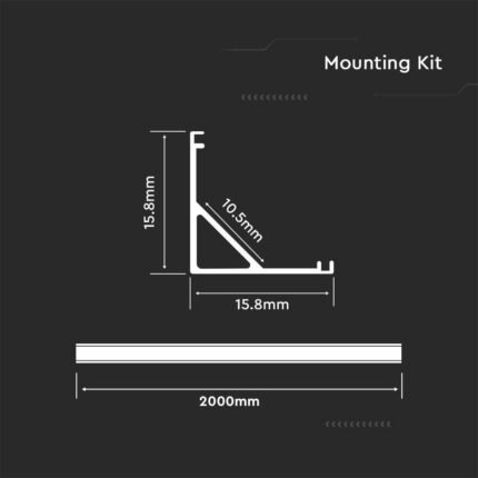 Kit Montaj din Aluminiu pentru Banda LED cu Dispersor 2000 x 15.8 x 15.8mm Aspect Lăptos