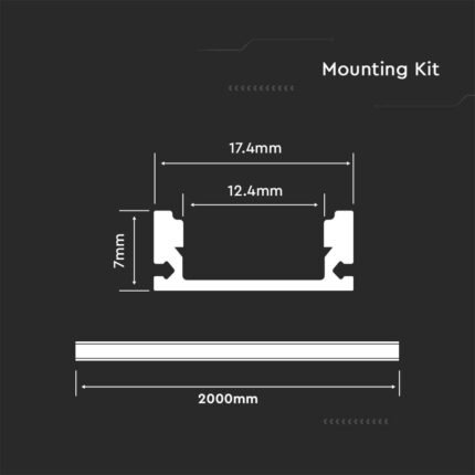 Kit Montaj din Aluminiu pentru Banda LED cu Dispersor 2000 x 17.4 x 7mm Carcasă Albă