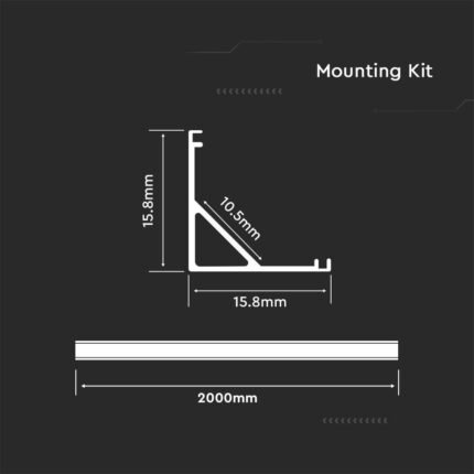 Kit Montaj din Aluminiu pentru Banda LED cu Dispersor 2000 x 15.8 x 15.8mm Carcasă Albă