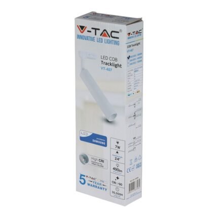 Proiector pe șină 7W LED Cip SAMSUNG Corp alb 5000K