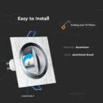 1 x Carcasă pentru spoturi LED GU10, Pătrat, Aluminiu - Image 5