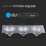 3 x Carcasă pentru spoturi LED GU10, Pătrat, Aluminiu - Image 4
