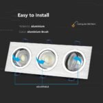 3 x Carcasă pentru spoturi LED GU10, Pătrat, Aluminiu - Image 5