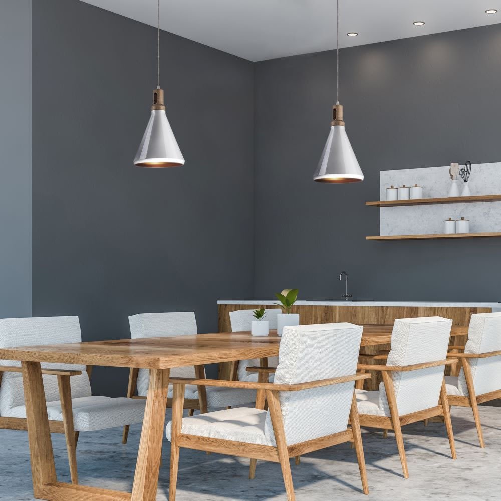 Pendul modern, parte superioară din lemn, alb, Ф250