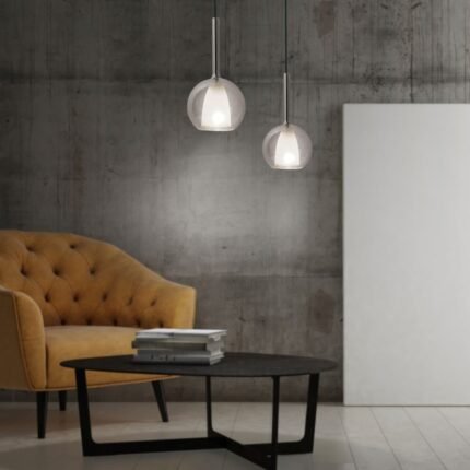 Pendul din Sticlă Dubla Gri+Alb Ф180mm
