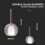 Pendul din Sticlă Dubla Gri+Alb Ф180mm - Image 4