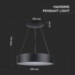 20W Pendul LED Lumină Slabă Dimabil Negru 3000K - Image 2