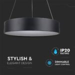 20W Pendul LED Lumină Slabă Dimabil Negru 3000K - Image 4