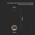 Pendulă soclu E27 Sticlă 3D Glass 250mm - Image 3