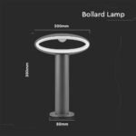 9W LED Bollard Lamp Gri Închis Aluminiu 30cm 3000K IP54 - Image 3