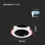 Suport GU10 Rotund Ramă Albă cu Reflector Negru - Image 3