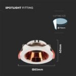 Suport GU10 Rotund Ramă Albă cu Reflector Rose Gold - Image 3