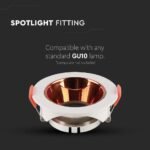 Suport GU10 Rotund Ramă Albă cu Reflector Rose Gold - Image 4