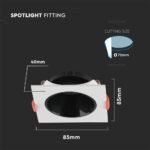Suport GU10 Pătrat Ramă Albă cu Reflector Negru - Image 3