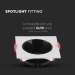 Suport GU10 Pătrat Ramă Albă cu Reflector Negru - Image 4