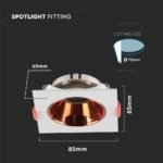 Suport GU10 Pătrat Ramă Albă cu Reflector Rose Gold - Image 3