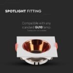 Suport GU10 Pătrat Ramă Albă cu Reflector Rose Gold - Image 4