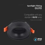 GU10 Fitting Rotund Ramă Neagră,Reflector Negru - Image 4