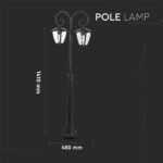Lampa de gradina 2xE27 1410mm IP44 Negru - Image 3