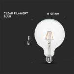 Bec LED 6W Filament E27 G125 Lumânare 6400K - Image 3