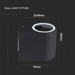Suport Neted de Perete pentru GU10 Aluminiu Negru Rotund IP44 - Image 2