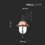 Lampă de perete de grădină Corp Negru Orientată în jos 1 x E27 - Image 3