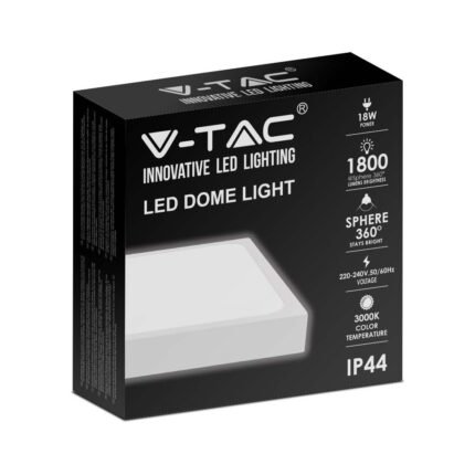 18W Plafonieră LED Pătrată Ramă Albă 6500K IP44