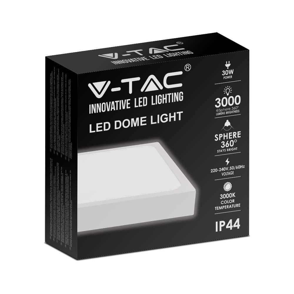 30W Plafonieră LED Pătrată Ramă Albă 6500K IP44