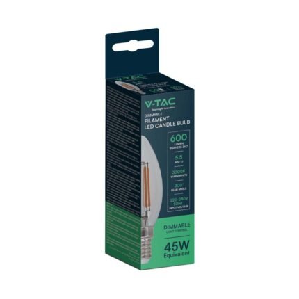 Bec LED 5.5W Filament E14 Dimabil Clear Cover Lumânare 4000K