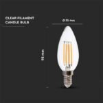 Bec LED 5.5W Filament E14 Dimabil Clear Cover Lumânare 4000K - Image 2