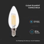 Bec LED 5.5W Filament E14 Dimabil Clear Cover Lumânare 4000K - Image 3