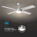 2 x E27 LED Ventilator de Tavan Light Kit Control RF 4 Pale 60W DC Motor - Image 5