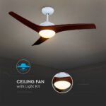 15W 3 in 1 LED Ventilator de Tavan RF Control 3 Pale Maro 35W DC Motor - Image 5