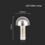 Lampă de Masă LED Baterie 1800mAh 150×250 3in1 Corp Auriu - Image 4