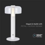 LED Lampă de Masă cu Acumulator 1800mAh 150 x 300 3 in 1 Corp Alb - Image 5