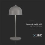 Lampă de Masă LED Baterie 1800mAh 115×300 3in1 Corp Gri - Image 5